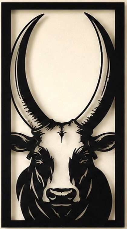 Ankole long-horned cow CNC wall art.
